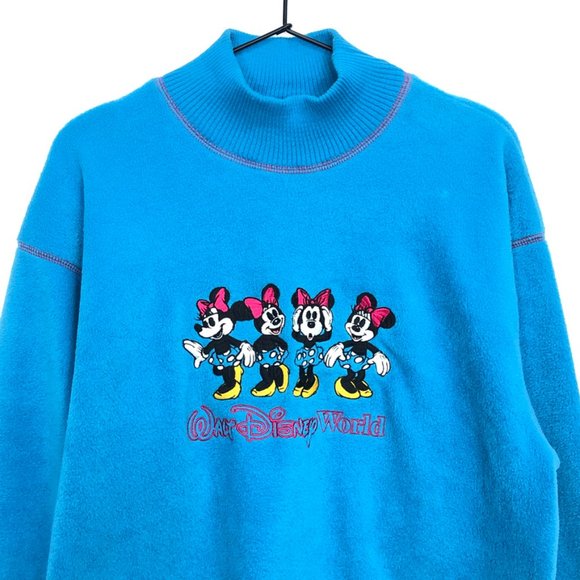 Disney World Vintage Minnie Mouse Embroider Fleece Turtleneck Pullover, Small - Picture 4 of 13